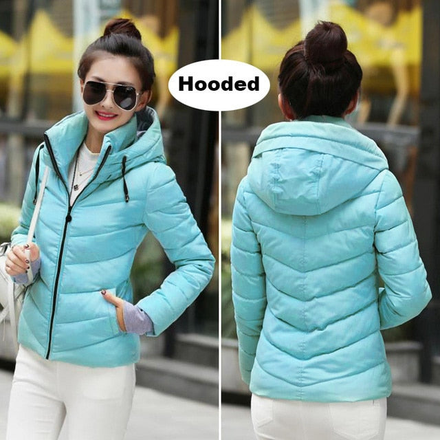 Women's Parkas Thicken Outerwear Solid Hooded Warm Jackets - FabFemina