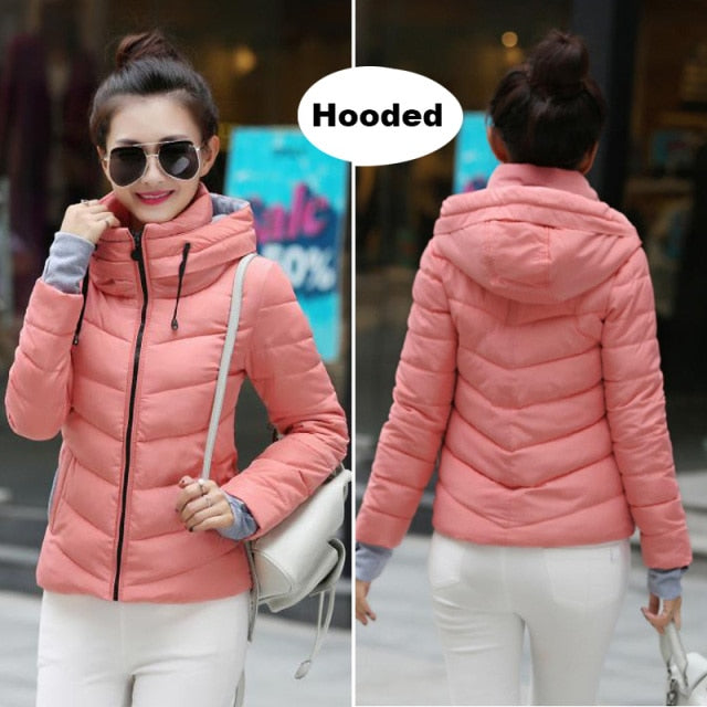 Women's Parkas Thicken Outerwear Solid Hooded Warm Jackets - FabFemina
