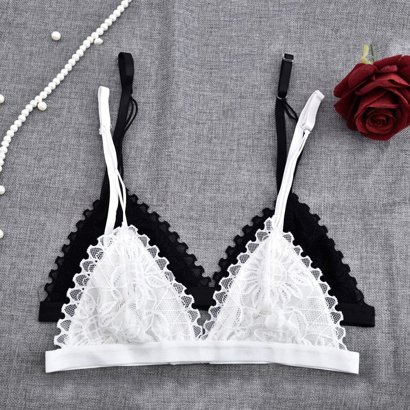 French Style Lace Triangle Cup Seamless Bra - FabFemina