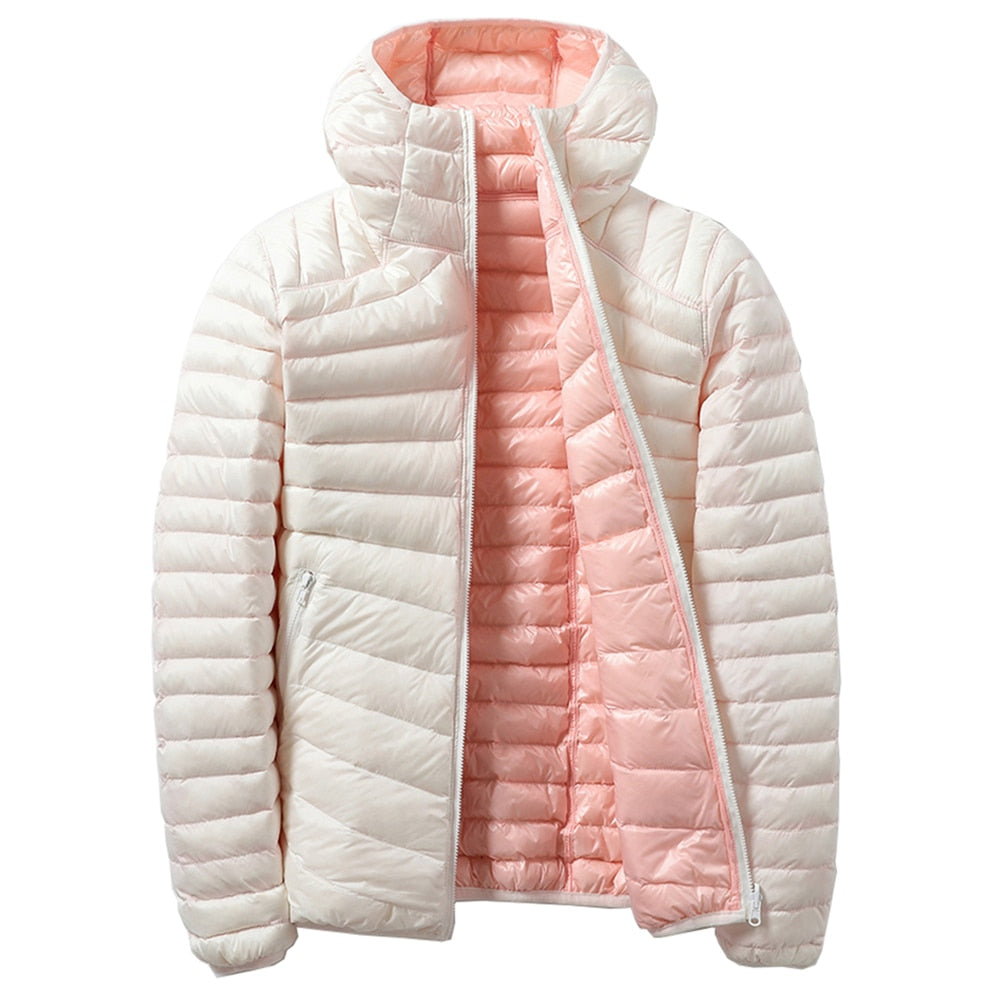 Women's Ultra Light Hooded Two Side Reversible Warm Jacket - FabFemina