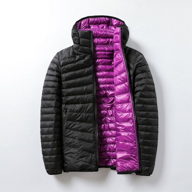 Women's Ultra Light Hooded Two Side Reversible Warm Jacket - FabFemina