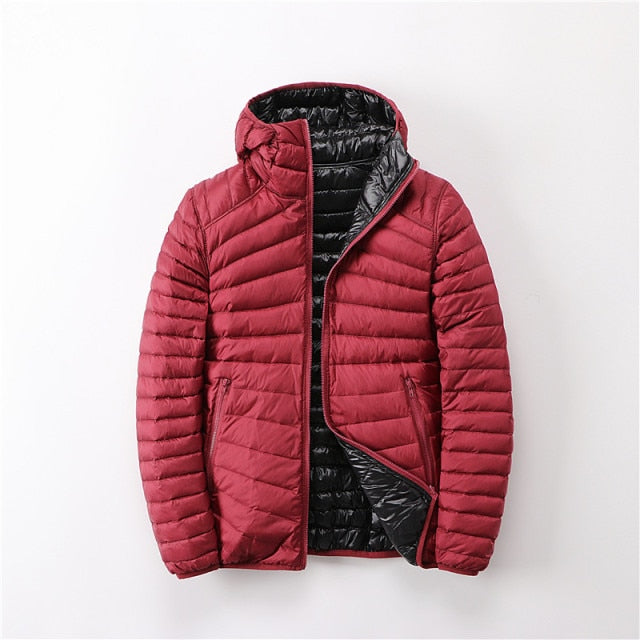 Women's Ultra Light Hooded Two Side Reversible Warm Jacket - FabFemina