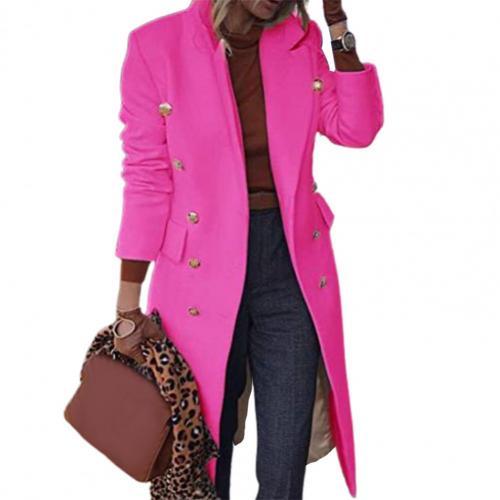 Lapel Wool Solid Blends Long Coat for Women - FabFemina