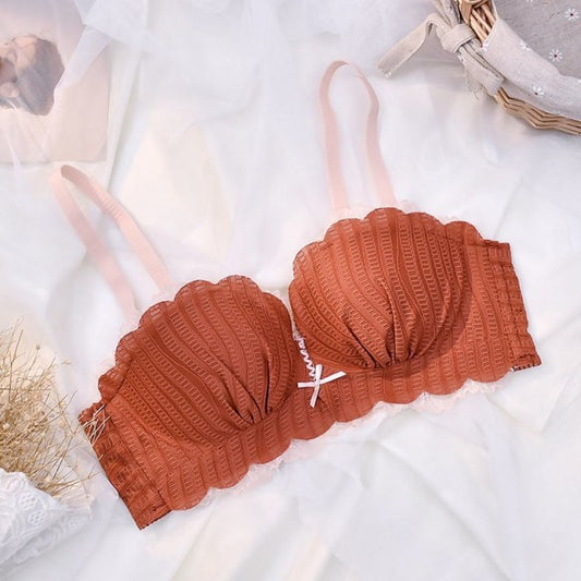 Lace Push Up Bra with Underwire Sexy Cute Bow Adjustable Straps - FabFemina
