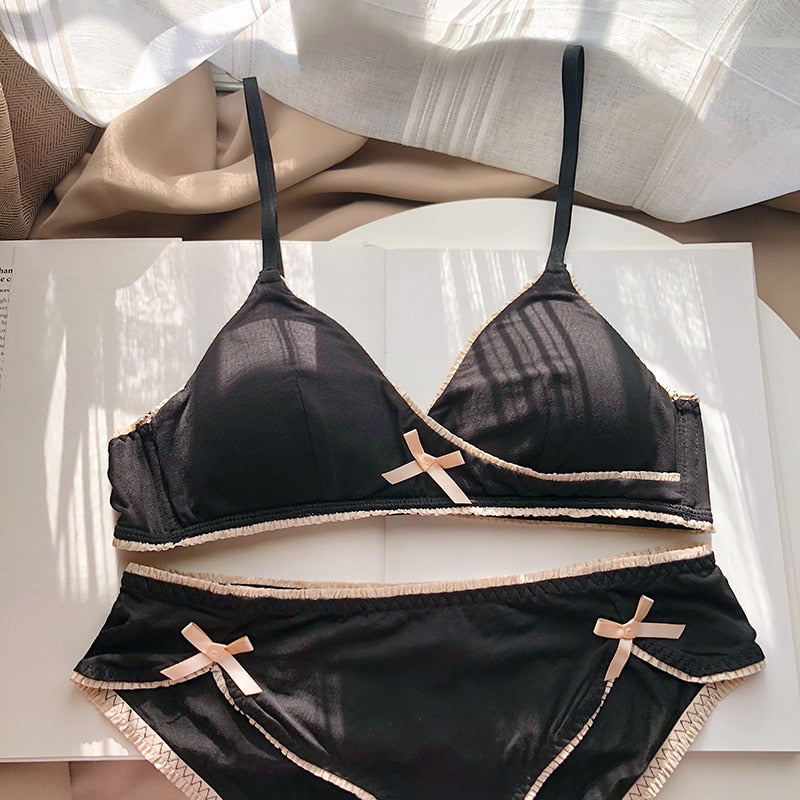 Cotton Wire Free Soft Cup Push Up Bra Panties Set - FabFemina