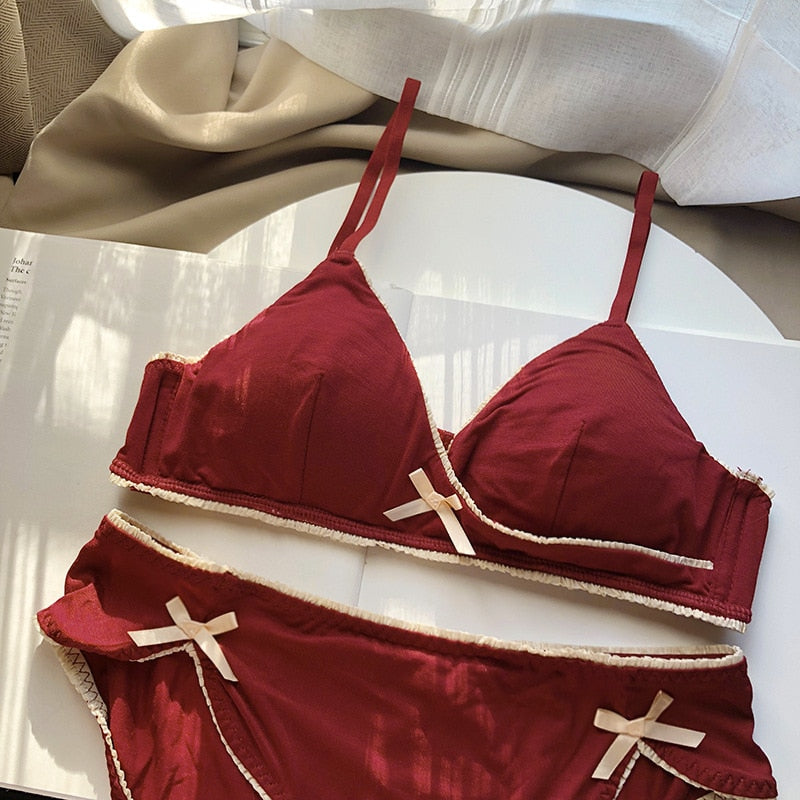 Cotton Wire Free Soft Cup Push Up Bra Panties Set - FabFemina