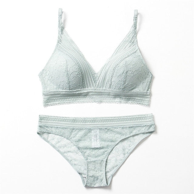 Sexy Lace Women Ultra-thin Comfortable Push Up Bra Panties Set - FabFemina