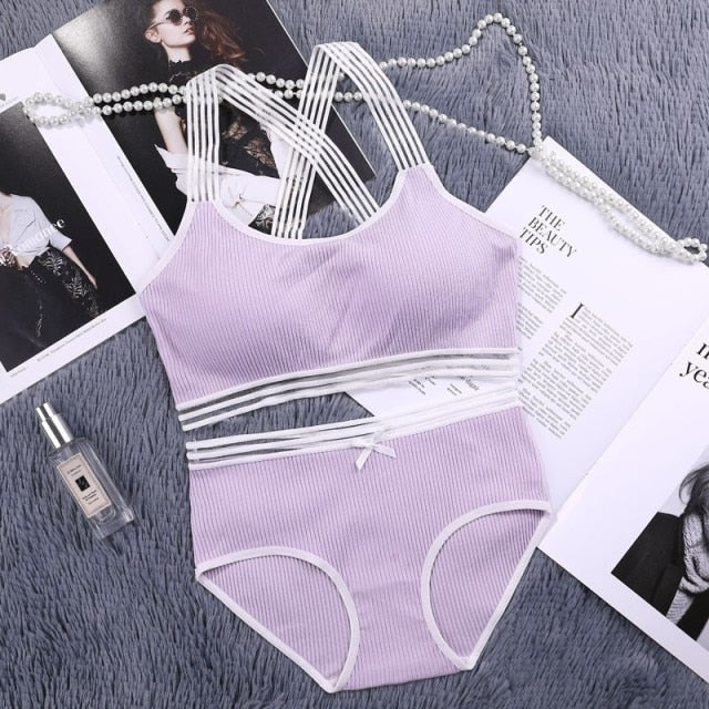 Seamless Underwear Wire Free Sexy Lingerie And Briefs Set - FabFemina
