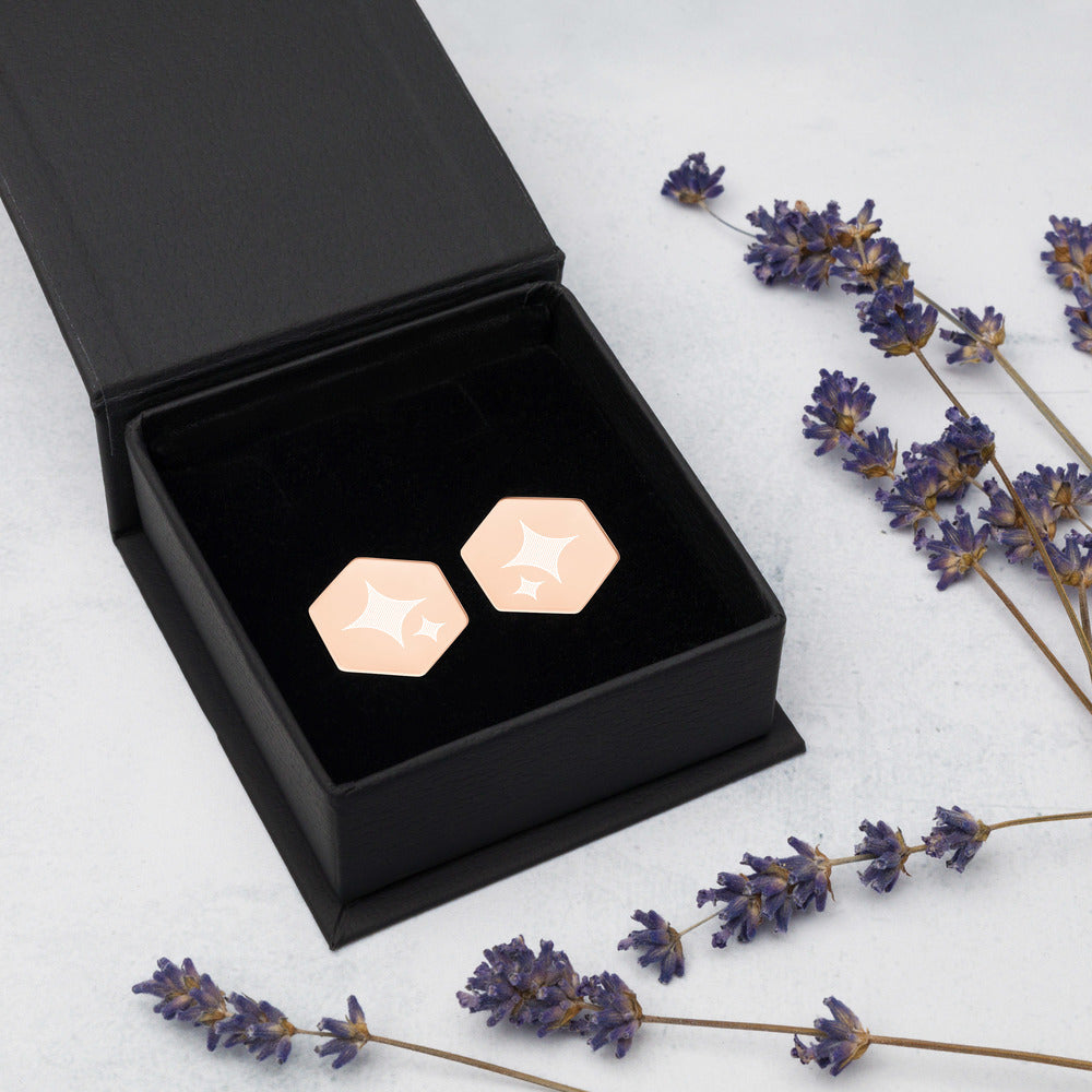 Sterling Silver Hexagon Stud Earrings - FabFemina