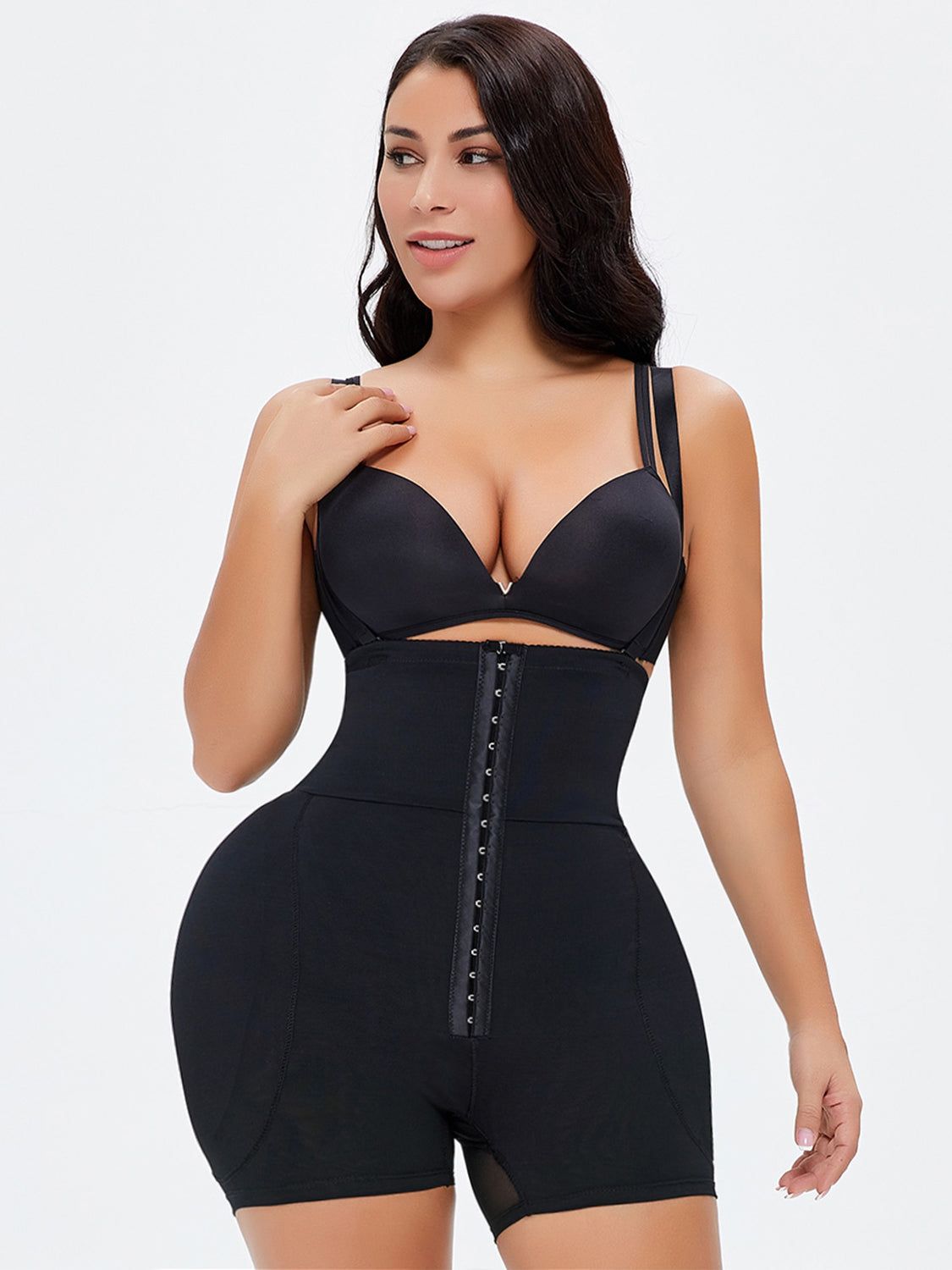 Full Size Hook-and-Eye Under-Bust Shaping Bodysuit - FabFemina