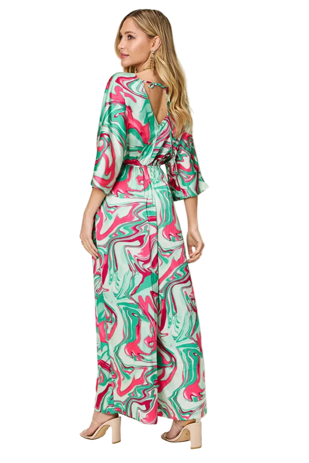 Double Take Full Size Half Sleeve Wide Leg Jumpsuit - FabFemina