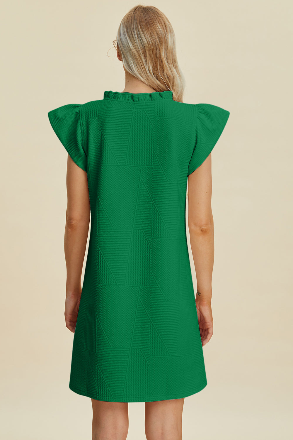 Double Take Full Size Ruffled V-Neck Cap Sleeve Dress - FabFemina