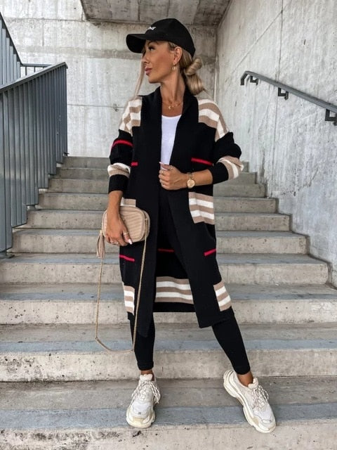 Women Stripe Sweater Casual Wear - FabFemina