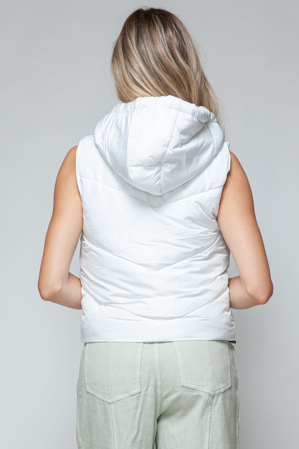 Snobbish Zip Up Quilted Hooded Vest - FabFemina