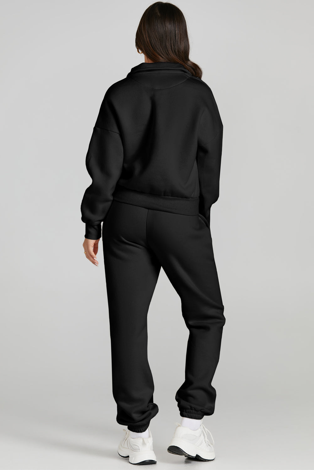 Quarter Zip Top and Drawstring Pants Active Set - FabFemina
