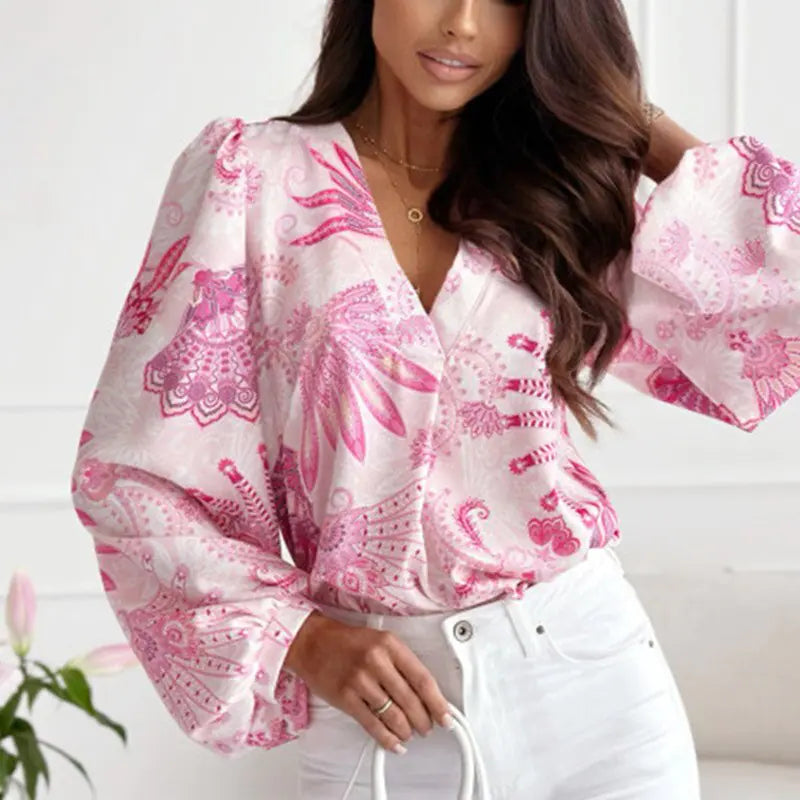 Stylish Printed Long-Sleeve Pullover Tops - FabFemina