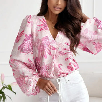 Stylish Printed Long-Sleeve Pullover Tops