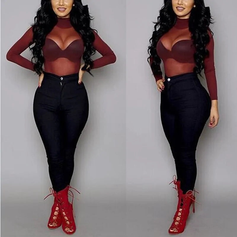 Sheer Mesh Sleeve Elegance Tops - FabFemina