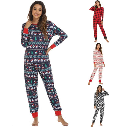 Women Men Christmas Pajamas Long Sleeve Pj Set Printed Shirt Tops and Long Pants Casual PJ Loungewear - FabFemina