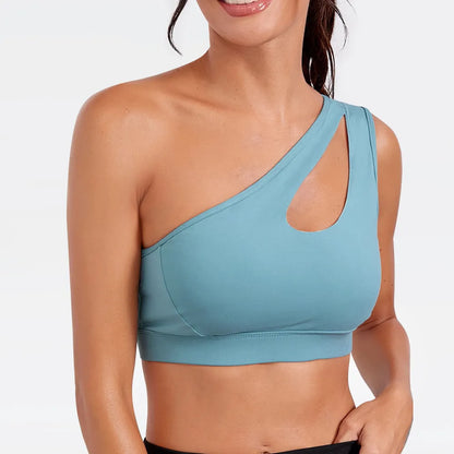 One-shoulder Sports Underwear Fitness Yoga Quick-drying Shock-proof Vest Running Bra for Women - FabFemina