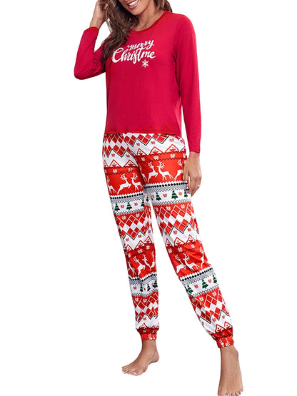Jemeigar Womens Cute Pajama Sets Long Sleeve Sleepwear with Elk Long Pants Christmas Loungewear Pajamas Set Two Piece Outfits - FabFemina