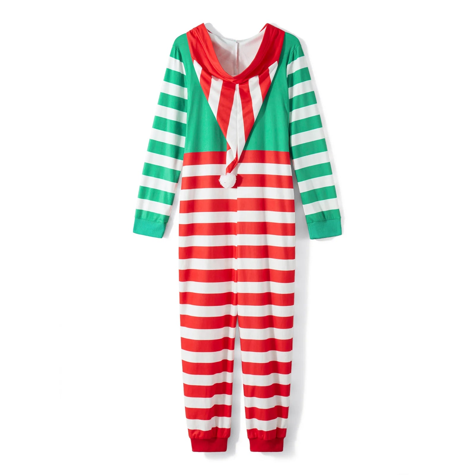 Combhasaki Women's Christmas Casual Pajamas Oneseies Romper Long Sleeve Zip Up Hooded Jumpsuit Sleepwear Holiday Costume - FabFemina