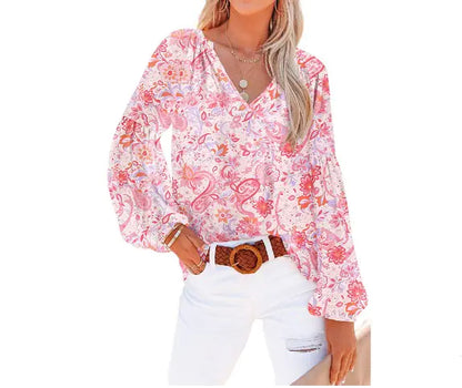 Stylish Printed Long-Sleeve Pullover Tops