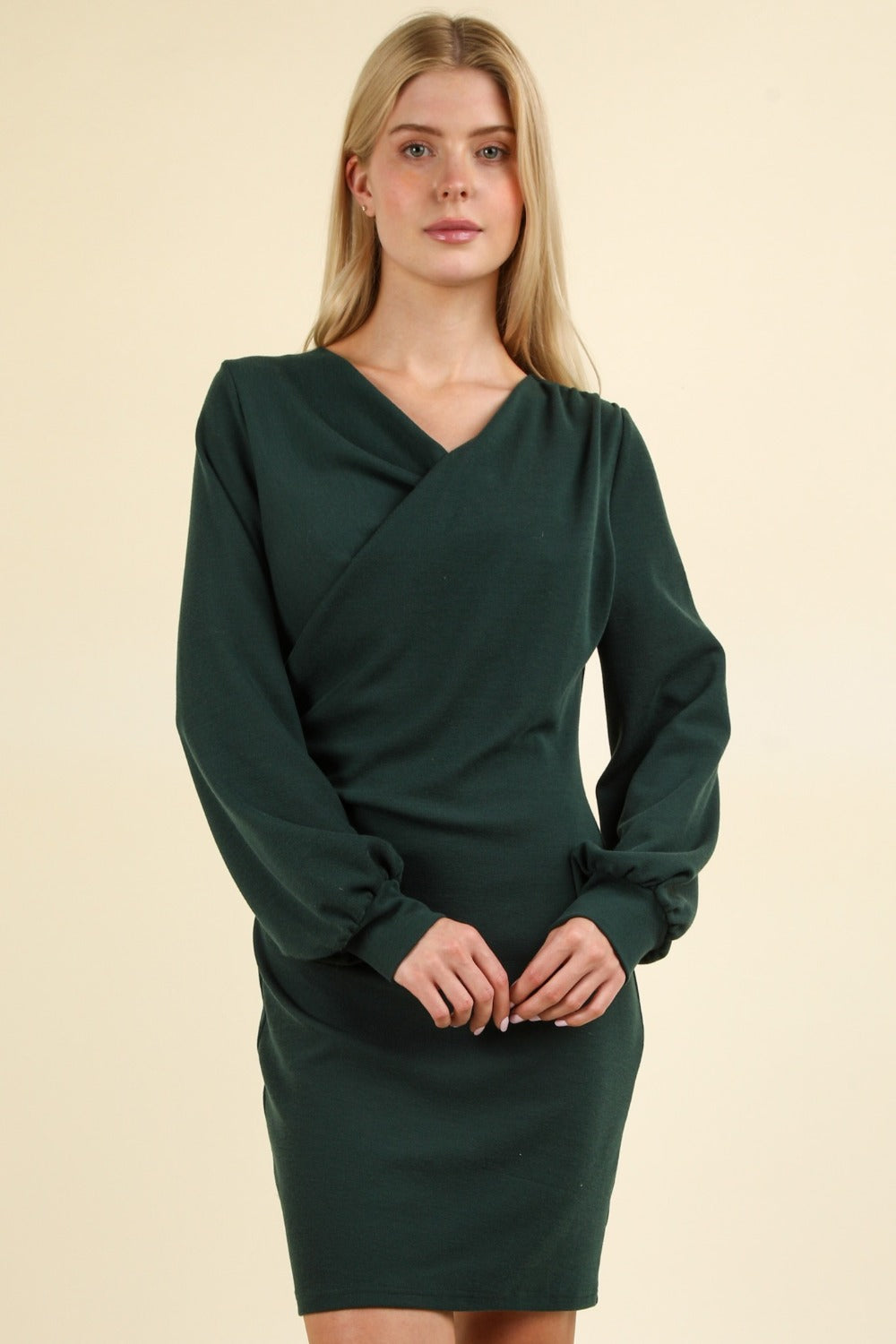 VERY J Ruched Detail Bodycon Mini Dress - FabFemina