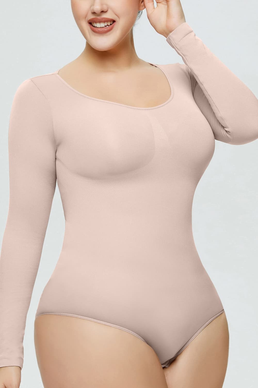 Long Sleeve Shaping Bodysuit - FabFemina