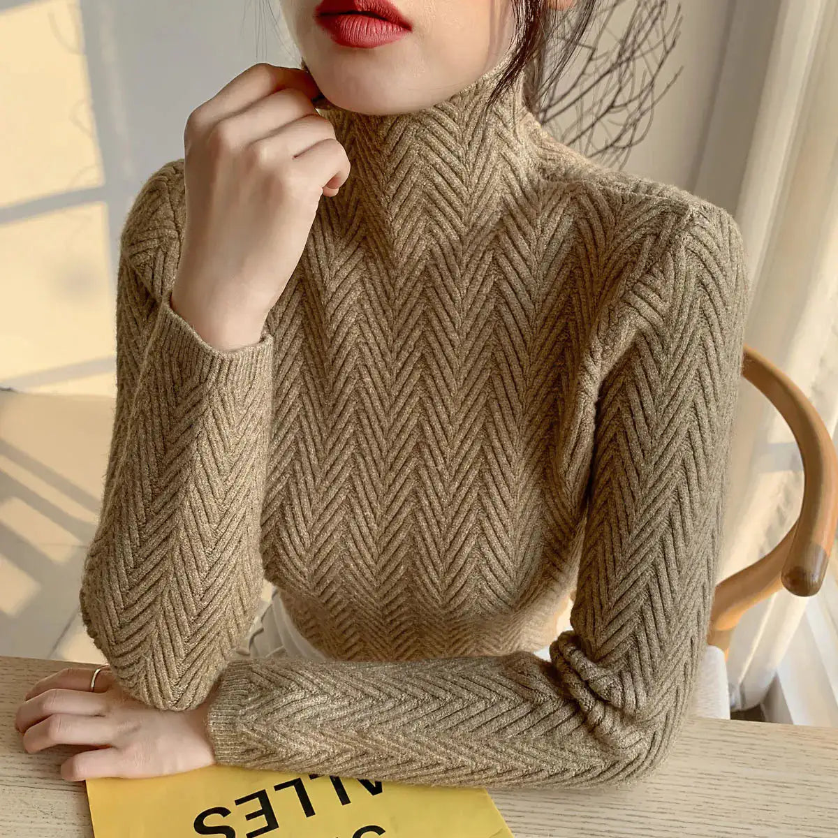 Elegant Wool Turtleneck for Her - FabFemina