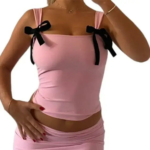 Chic Bow Accent Tank Tops - FabFemina