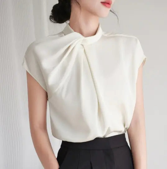 Chic Stand Collar Work Shirt - FabFemina