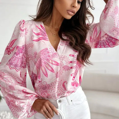 Stylish Printed Long-Sleeve Pullover Tops