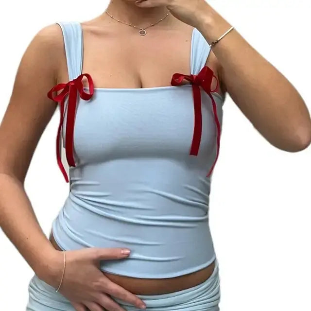 Chic Bow Accent Tank Tops - FabFemina