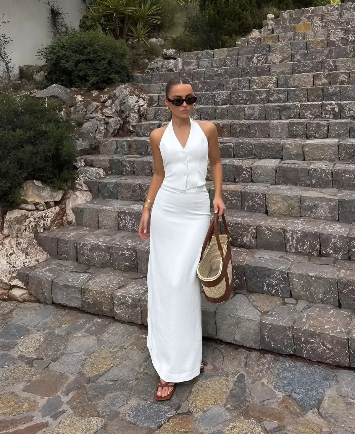 Chic Two-Piece Halter & Skirt - FabFemina