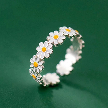 Vintage Daisy Flower Adjustable Size Rings For Women - FabFemina