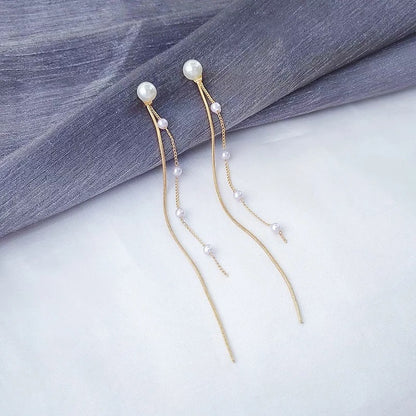 Long Tassel Geometric Fashion Luxury Hanging Pendientes Drop Earrings for Women - FabFemina