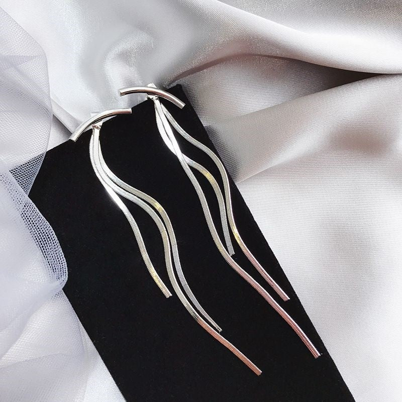 Long Tassel Geometric Fashion Luxury Hanging Pendientes Drop Earrings for Women - FabFemina