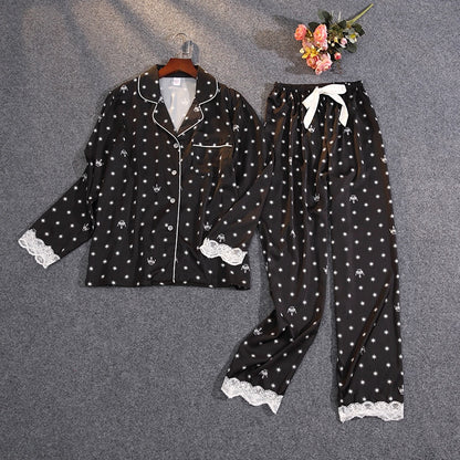 Women's Summer Two-piece Suit Silk Satin Pyjamas Set - FabFemina