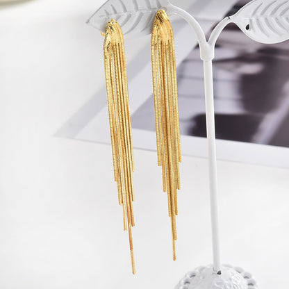 Long Tassel Geometric Fashion Luxury Hanging Pendientes Drop Earrings for Women - FabFemina