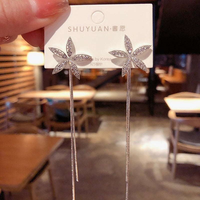 Long Tassel Geometric Fashion Luxury Hanging Pendientes Drop Earrings for Women - FabFemina