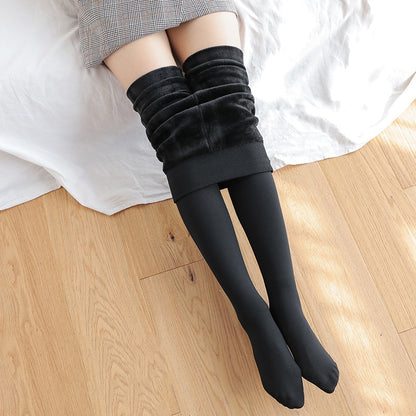 Warm Winter Leggings For Women High Waist Solid Color Velvet Leggings - FabFemina