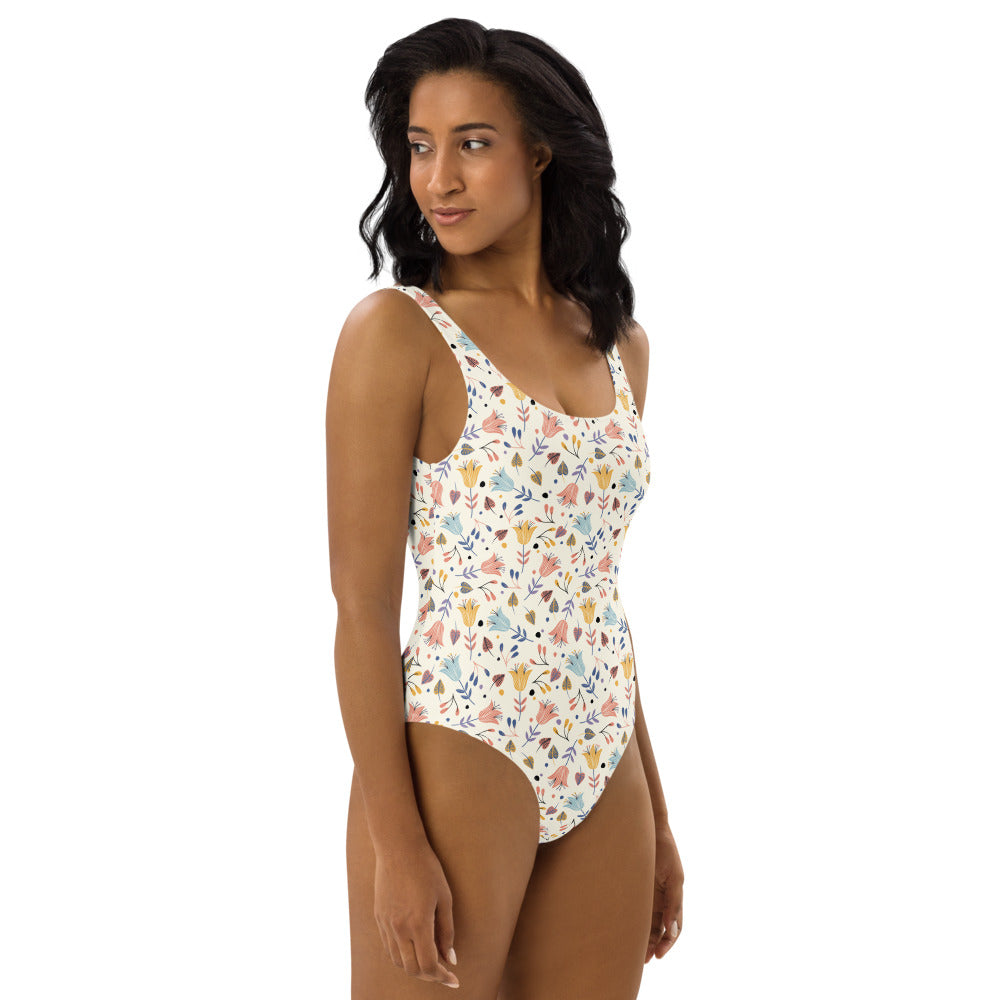 Spring Floral One-Piece Swimsuit - FabFemina
