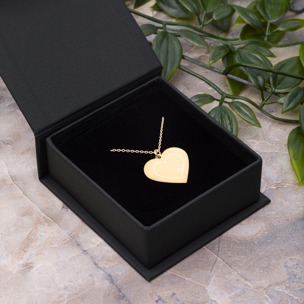 Engraved Silver Heart Necklace - FabFemina