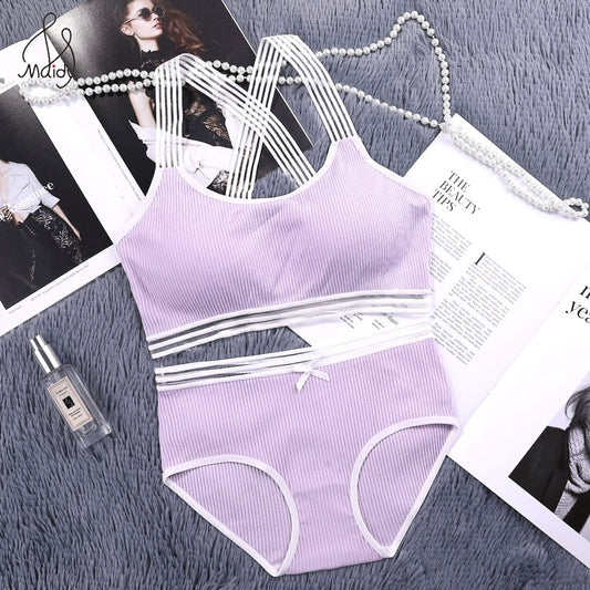 Seamless Underwear Wire Free Sexy Lingerie And Briefs Set - FabFemina