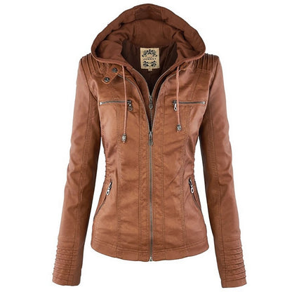 Faux Leather Waterproof Windproof Jacket for Women - FabFemina