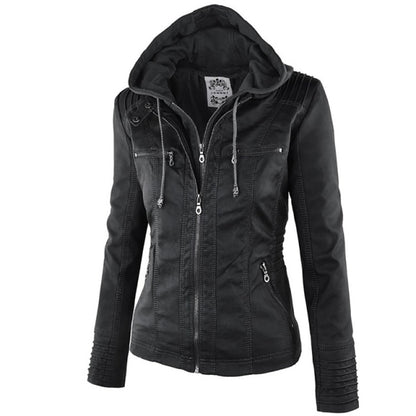 Faux Leather Waterproof Windproof Jacket for Women - FabFemina