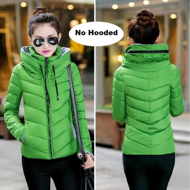 Women's Parkas Thicken Outerwear Solid Hooded Warm Jackets - FabFemina
