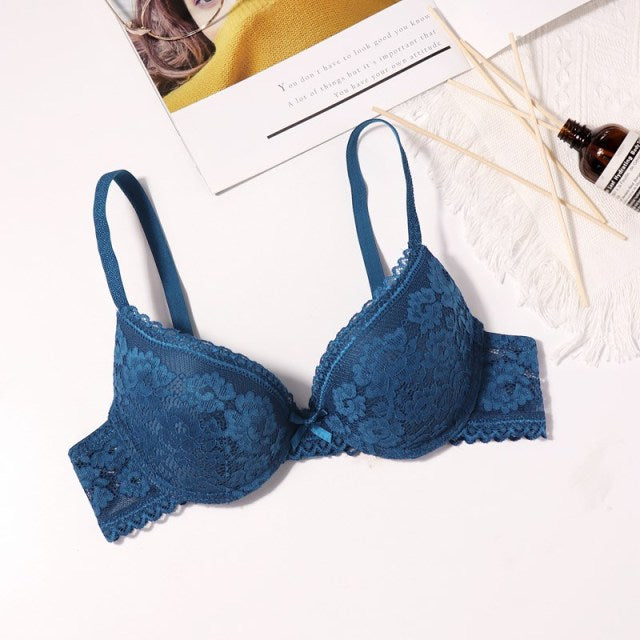 Sexy Lace 3/4 Cup Plunge Underwire Bras - FabFemina