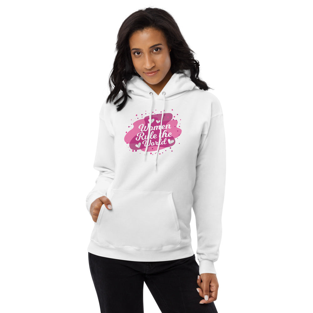 Women Rule The World Fleece Graphic hoodie - FabFemina